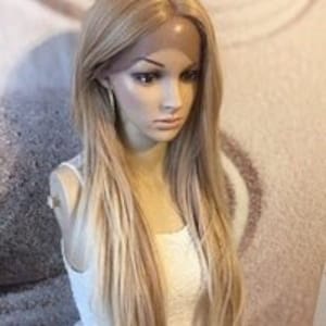 Honey blonde lace front wig human hair blend