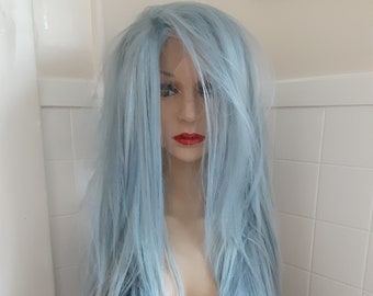 Scene wig EMO Wig  light blue lace front wig gothic cosplay wig