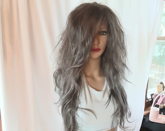EMO Gray Wig Gothic, Lace Front Wig Styled - Etsy