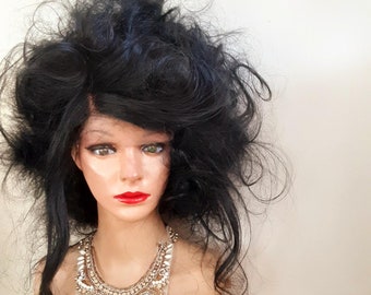 Gothic beehive wig lace front   mixed with human hair.