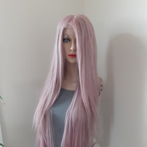 Smoky pink lace front wig. long wig  34'' length