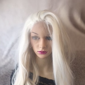 White blonde  lace front wig human hair blend