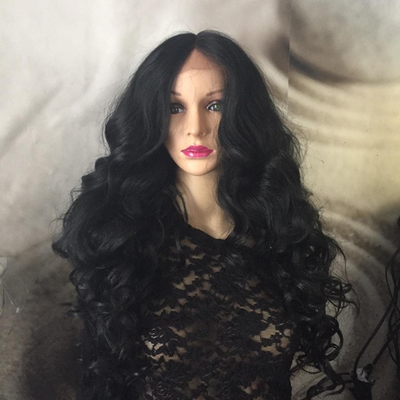 Black Human Hair Blend Lace Front Wig 28 display picture 1