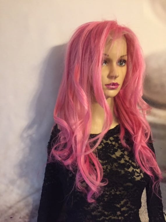 Pink full lace wig 20” Pink Lace Front Wig Human Hair 13x4 Pink Wig Human Hair Pink  main image 4
