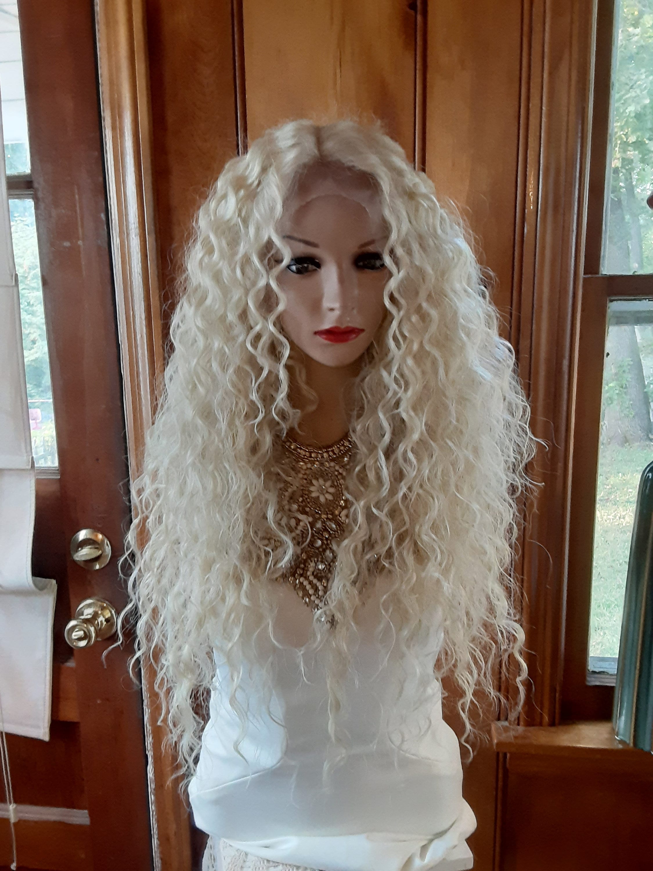 Blonde Lace Front Wig Curly - Etsy