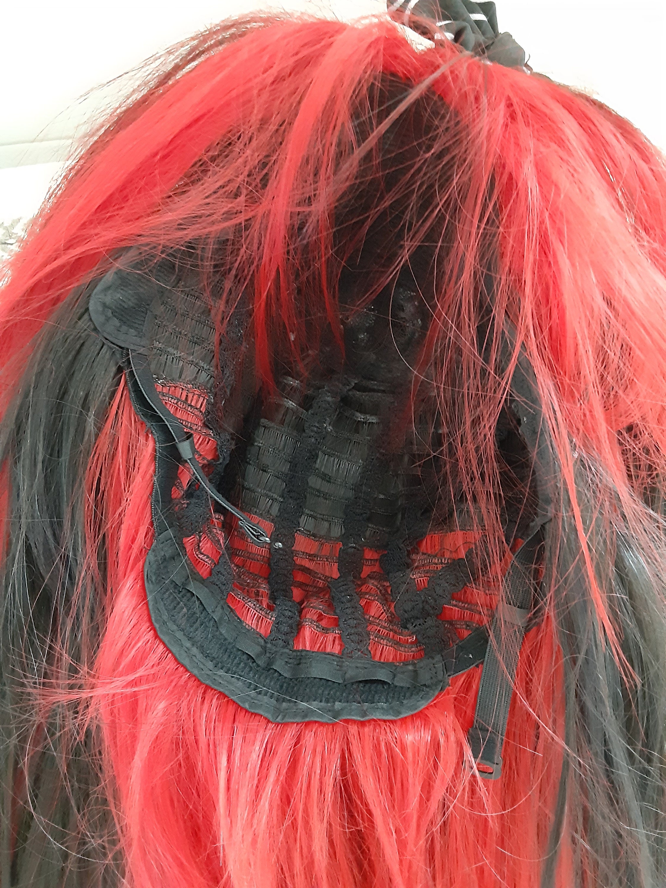 Black & Red Long EMO Wig Gothic, Wig Human Hair Mix - Etsy display picture 3