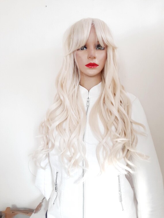 613 Blonde Wig Human Hair Blend With Bangs - Etsy Israel display picture 1