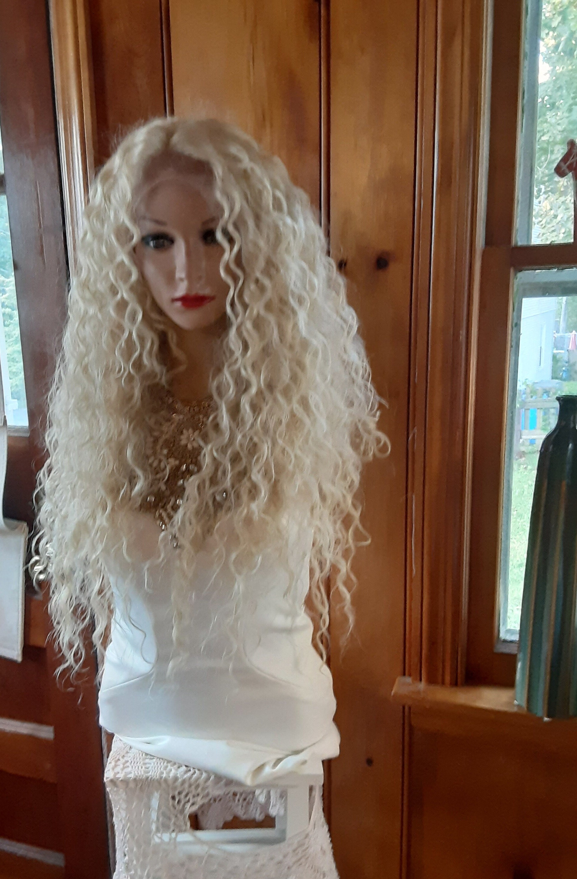 Wig Lacefront Human hair long curly blonde mix wig High Quality Mix Brown Blonde 13x4 Lace Frontal Remy Human  main image 3