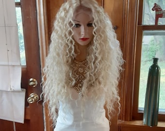 ?Kasi 22” Loose Curly BLONDE LACE FRONT Wig?*NWT Amazon.com : Ash Blonde 13X4 Lace Front Curly Wigs Side Part  main image 3