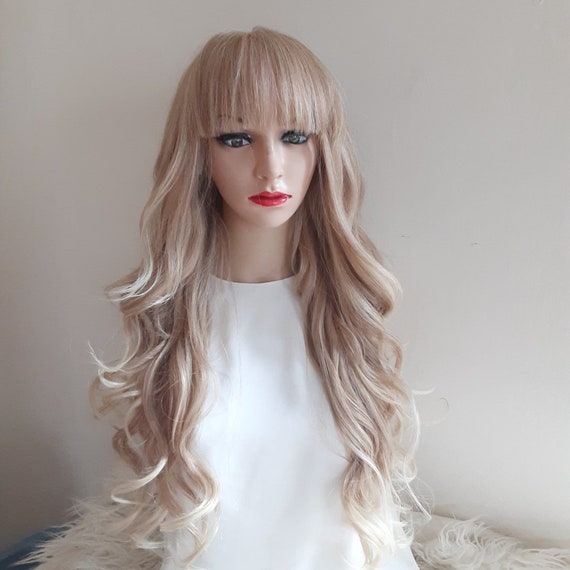Buy Honey Blonde Wig With Bangs Lace Front Wig Online in  display picture 2