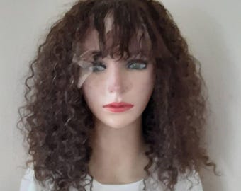 Brown curly lace front wig 18'' Brown 4 100% human hair