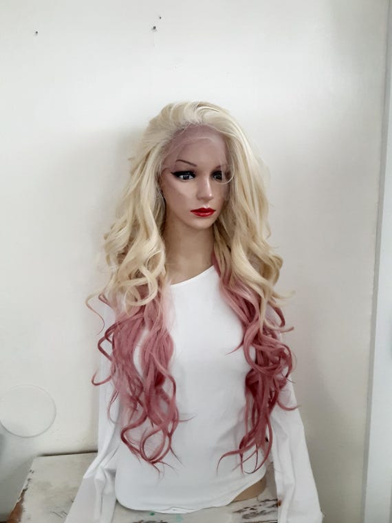 Pink Beauty Human Hair Blend Wig Ready to Ship//Ombre Pink Beauty// Lace Front Wig | eBay main image 2