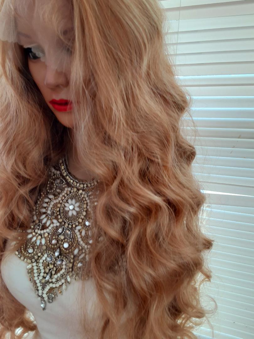 Honey Blonde and Strawberry Blonde Mix Lace Front Wig Human  display picture 1