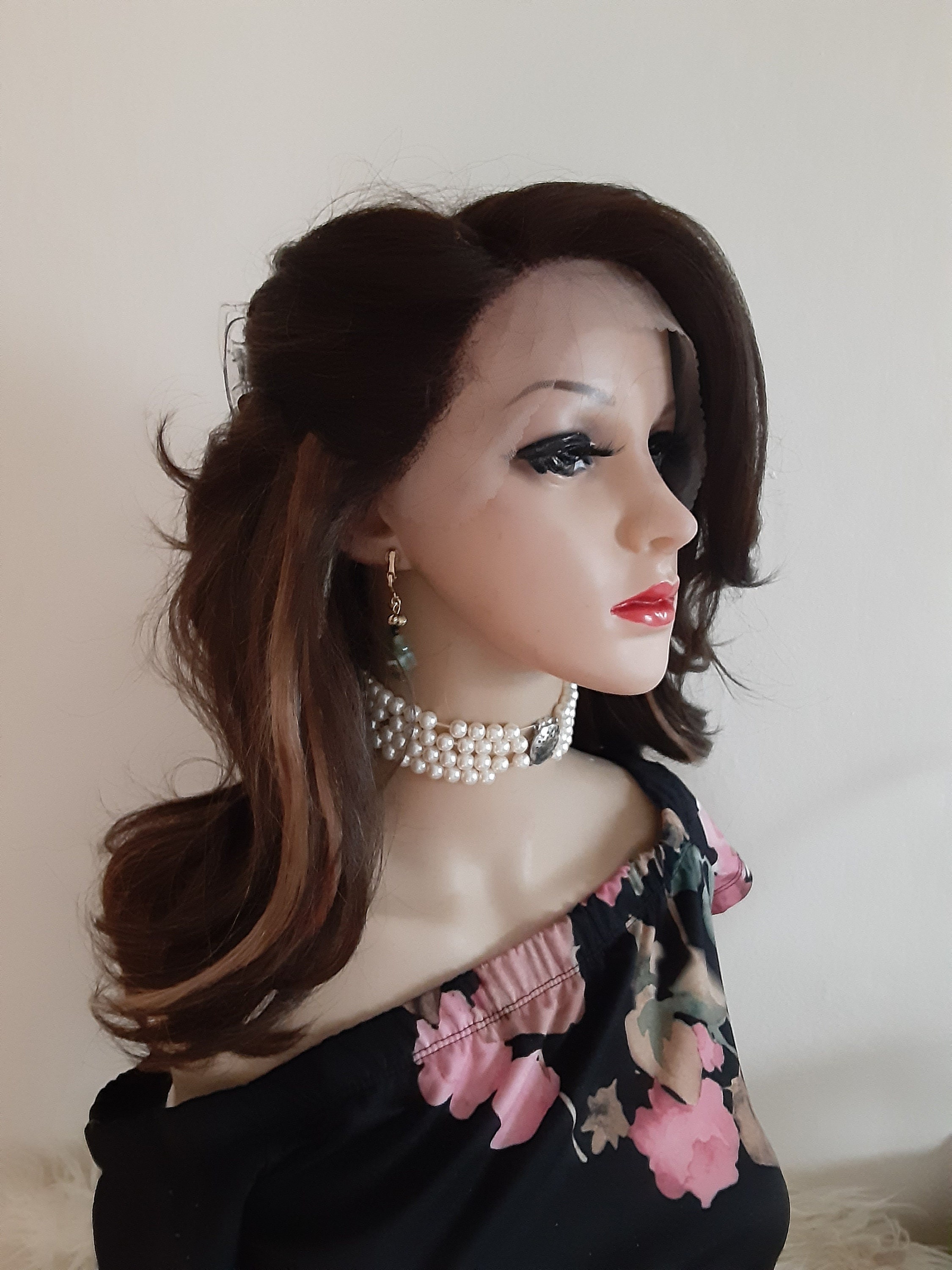 Brown Wig Lace Front Wig Color 4 Human Hair Mix - Etsy
