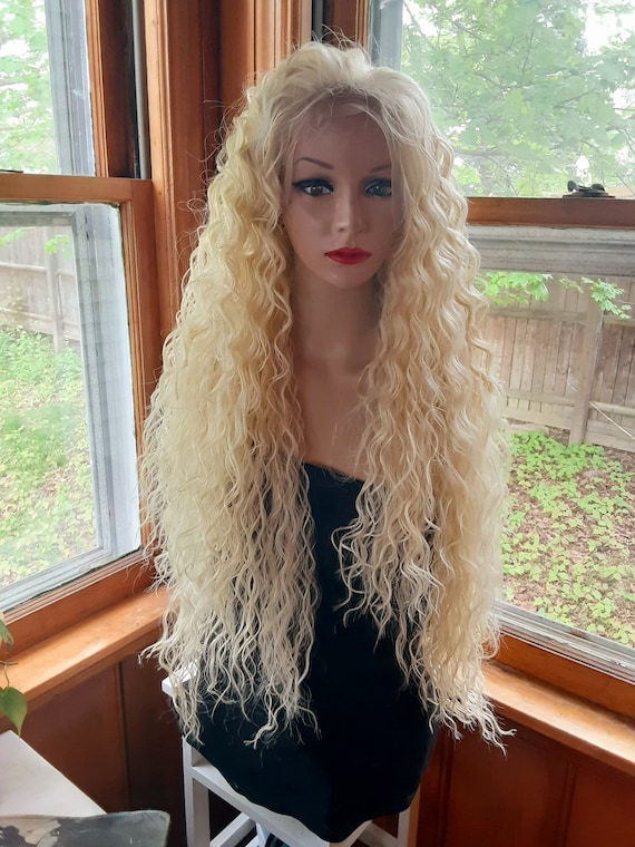 Curly Blonde Lace Front Wig 613 13x6 Frontal Long - Etsy display picture 3