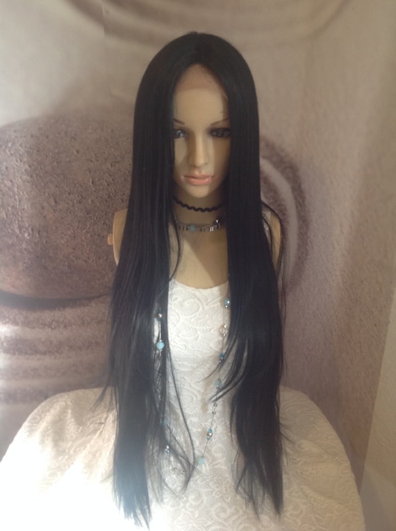 Black Layered Long Lace Front Wig 100% Human Hair - Etsy display picture 2