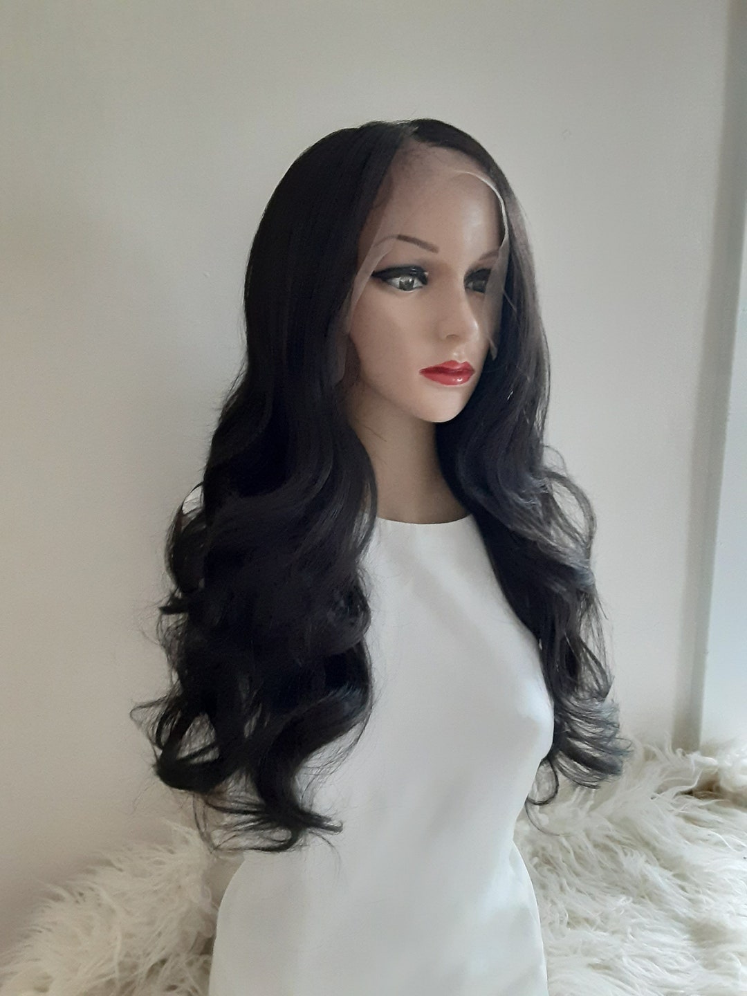 Brown Curly Lace Front Wig, Human Hair Blend, 23 Inch - Etsy