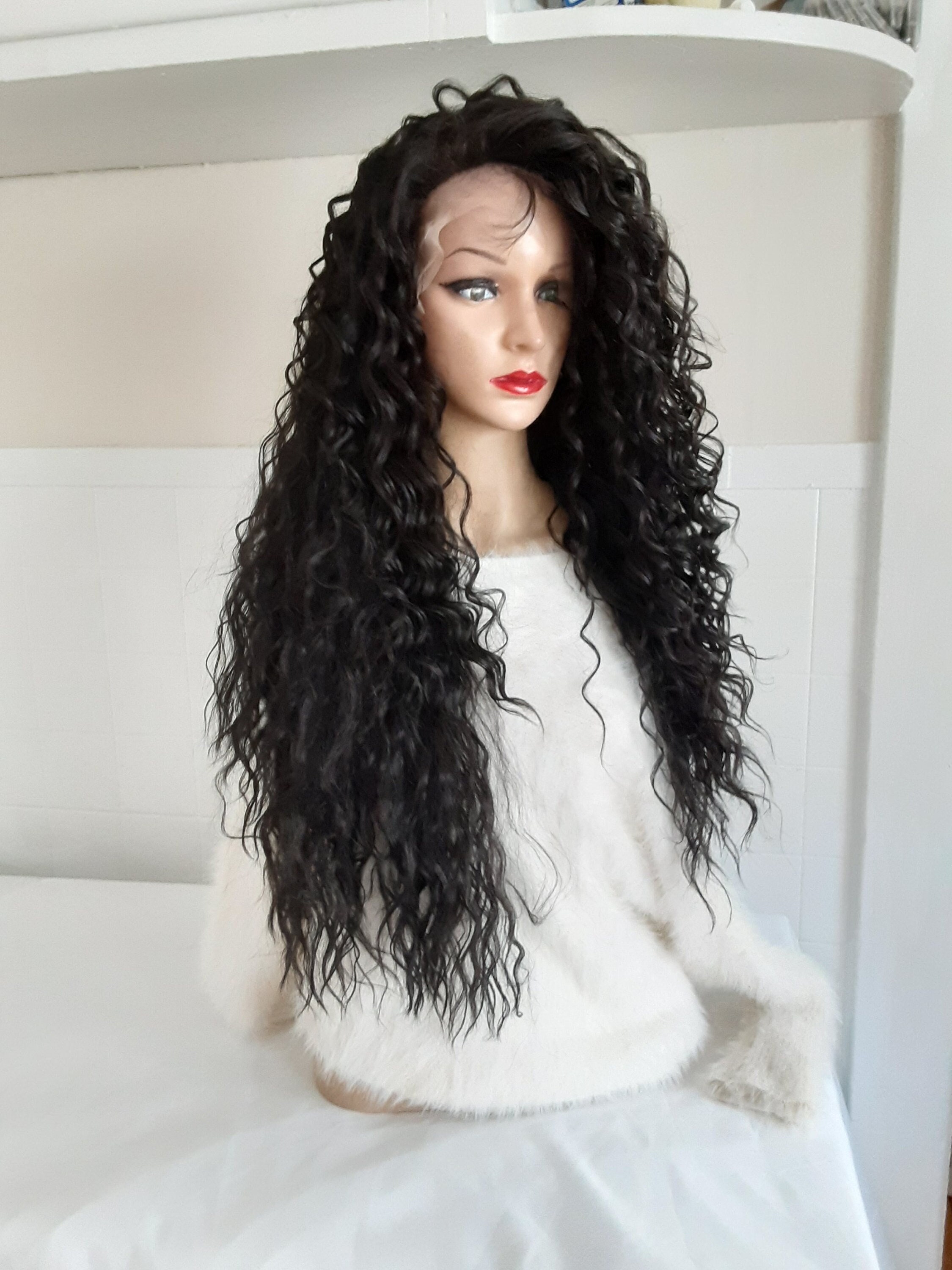 Curly Black Wig Etsy UK