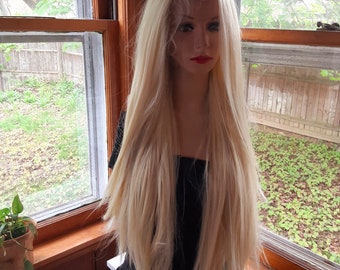 613 blond peruk och lace front peruk i blandning av äkta hår.