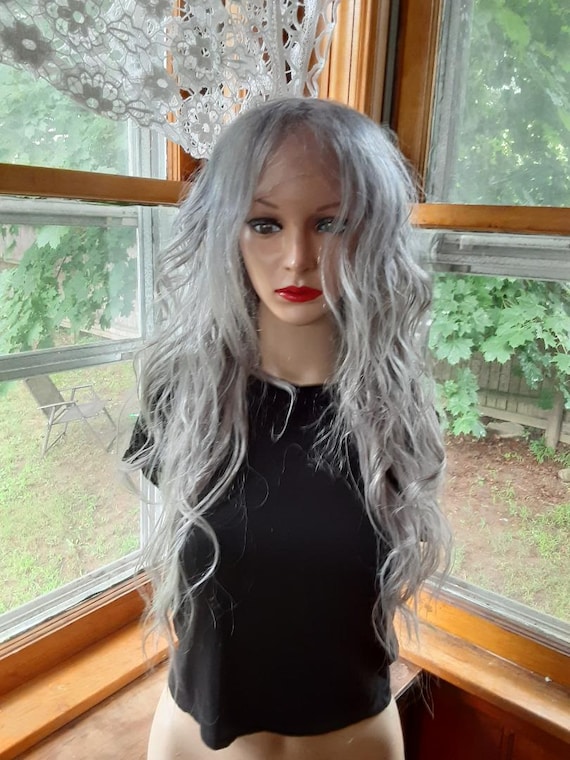 Silver Gray Human Hair Wig 26  display picture 1