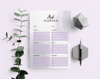 Kawaii Meal Planner, 1 Page Digital Download, Cute Meal Planner ...