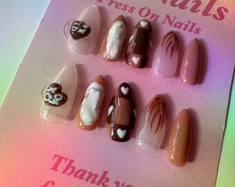 Sweet Love Brew: Coffee and Chocolate Press-On Nails