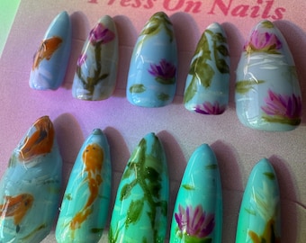 Pond Serenity: Fish and Lily Pad Nail Set