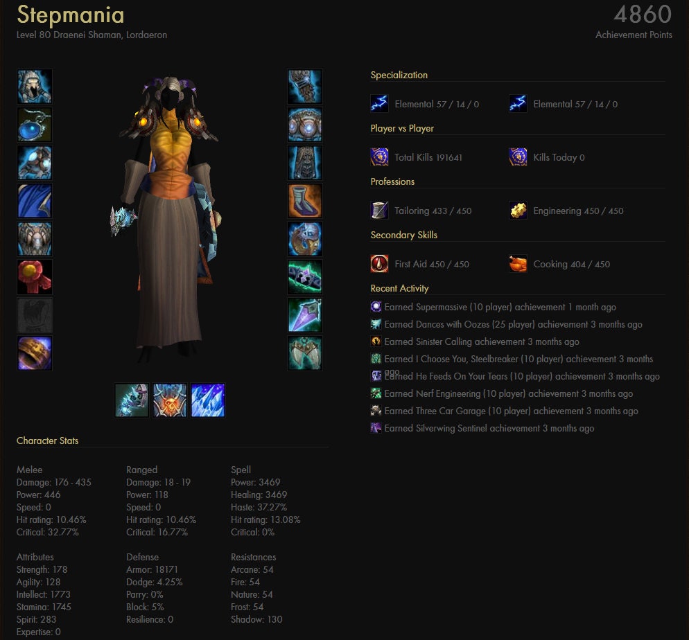 WOW Warmane Account Lordaeron Realm Shaman 6.4K Gearscore Full BIS Etsy