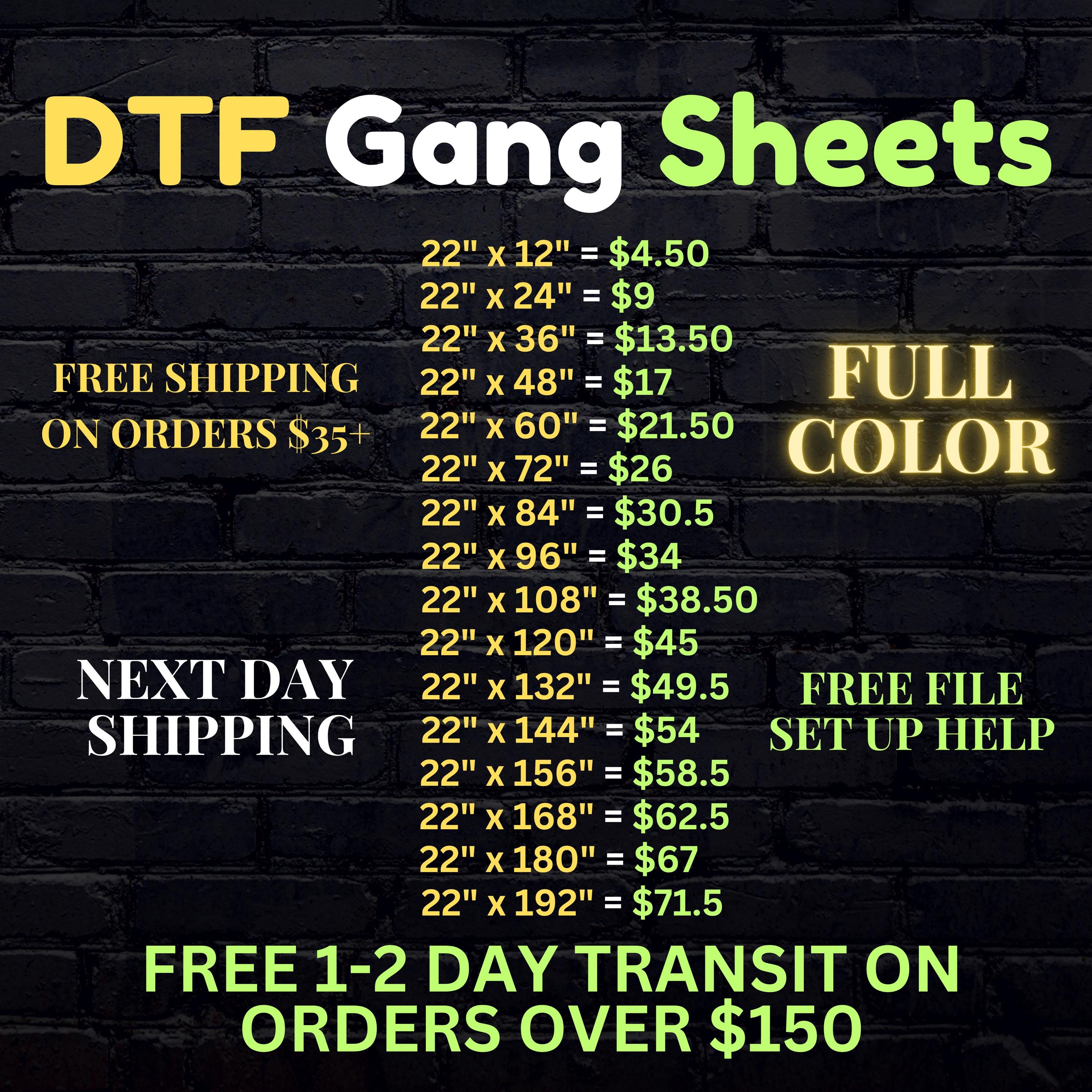 Custom DTF Gang Sheet, Personalized gang sheet transfers, DTF, Custom Transfers, Custom Iron-on, Ready to press transfers, Customized DTF