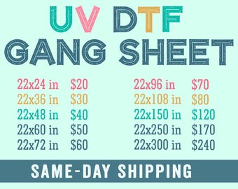 Custom UV DTF Gang Sheet, Decals, Stickers, Transfers, Wholesale Prices