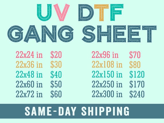 Custom UV DTF Gang Sheet, Decals, Stickers, Transfers, Wholesale Prices