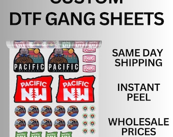 Custom DTF Gang Sheet: Ready-to-Press Hot Peel Iron-On Transfers