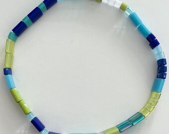 6.5" Lime Wedge Tila Stretch Bracelet- Stackable Bracelet- Minimalist Bracelet