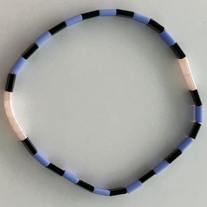 6.5&quot; F.P. Black Tila Stretch Bracelet- Stackable Bracelet- Minimalist Bracelet