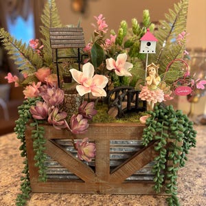 Whimsical Fairy Centerpiece, Enchanted Fairy Garden, Garden Decor, Enchanted Forest, Whimsical Fairy Moss Centerpiece, Fairy Centerpiece