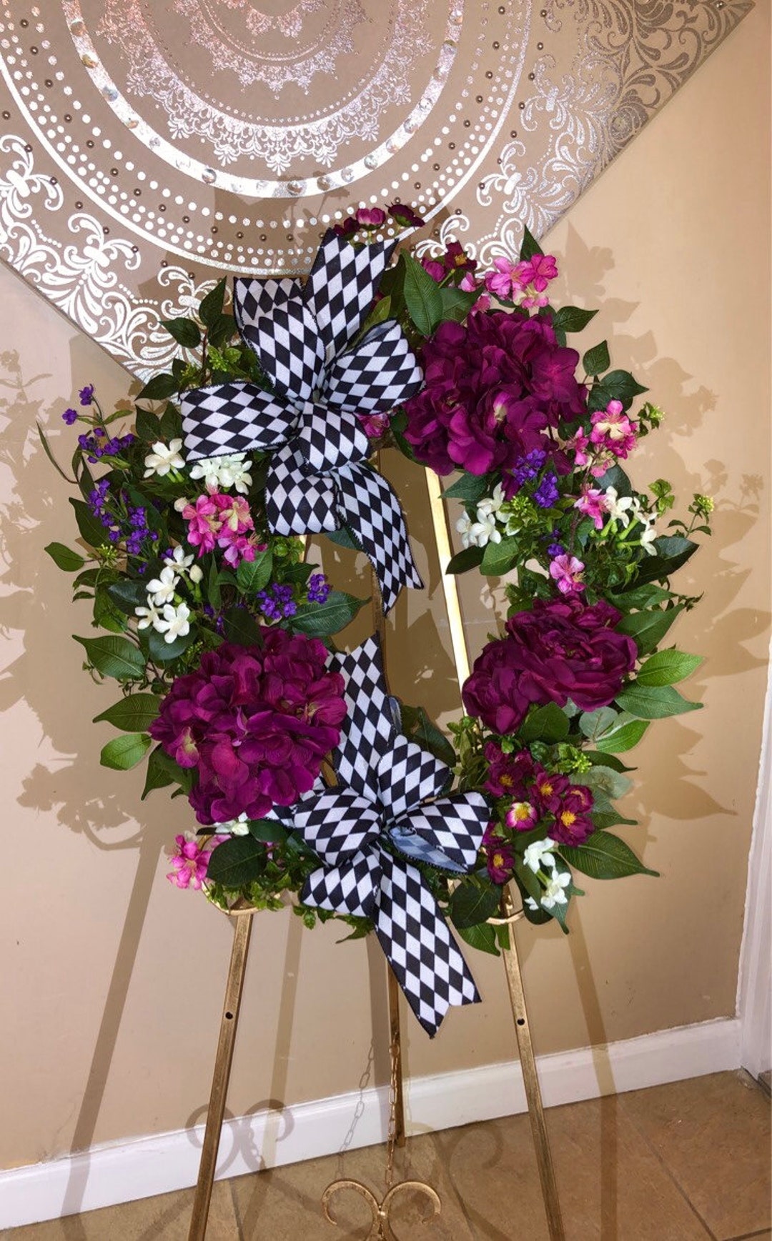 Burgundy Floral Wreath, All Year Round Floral Wreath, Everyday Wreath