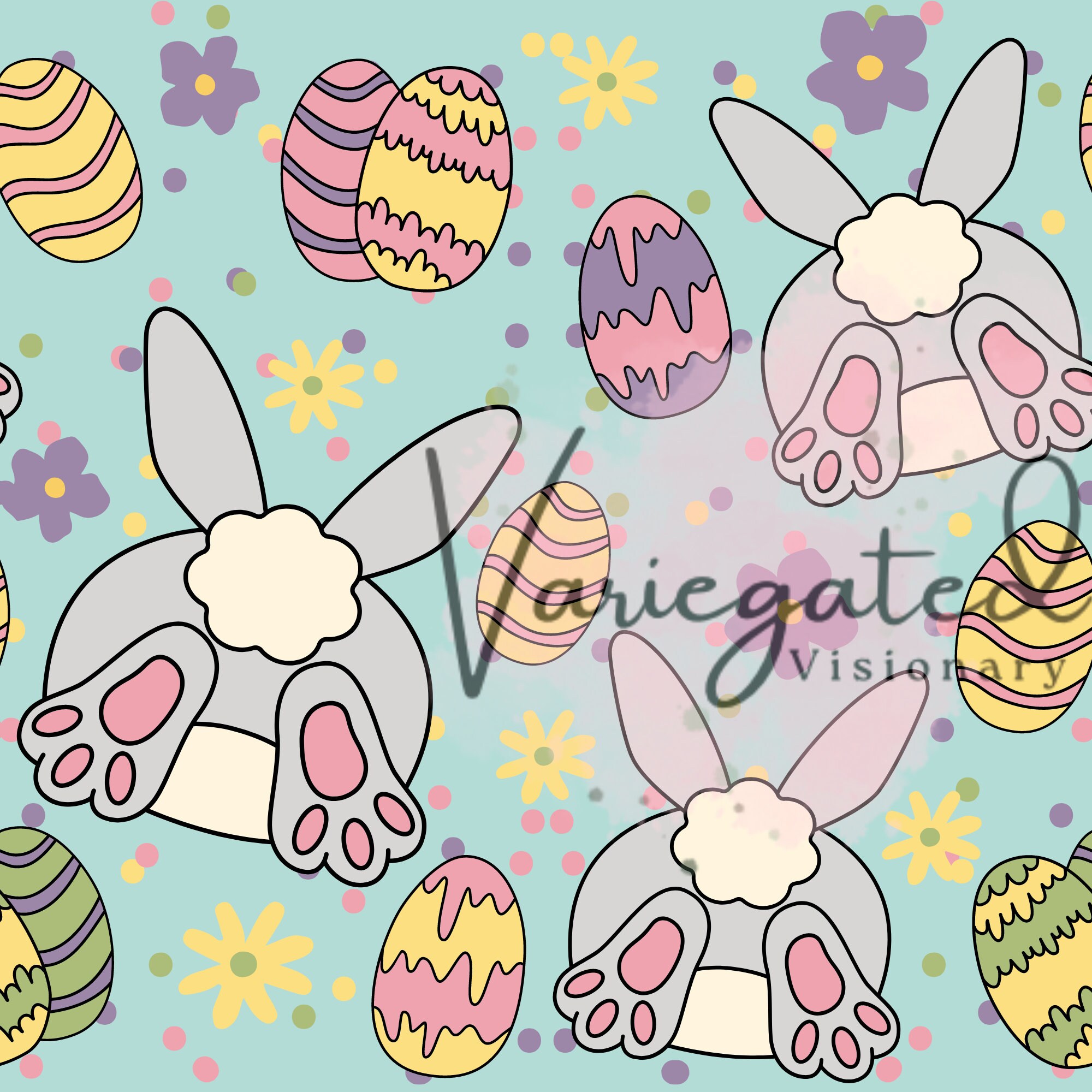 Bunny Bottoms, Easter Spring Seamless Design, Digital File to Print ...
