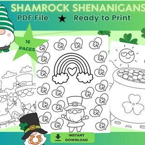 St. Patricks Day Kids Coloring Pages St. Patty's Day Kids Activities Lucky Kids Coloring Book St. Patricks Day Printables image 2