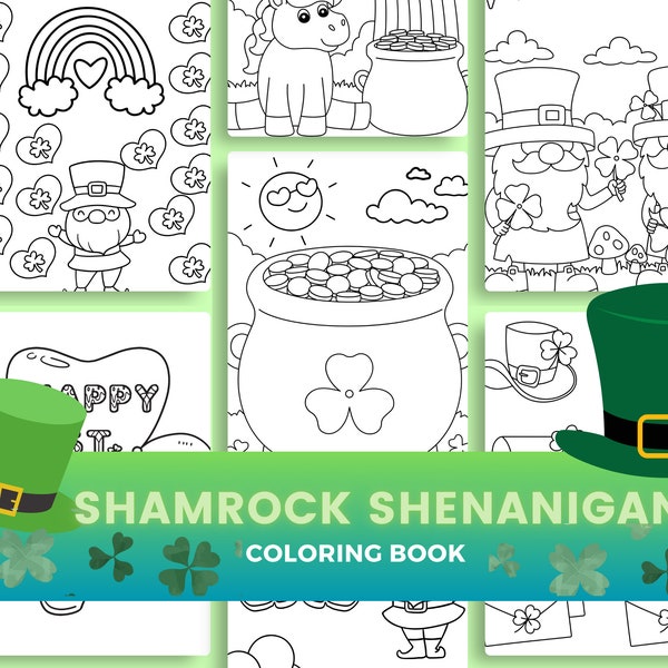 St. Patricks Day Kids Coloring Pages | St. Patty's Day Kids Activities | Lucky Kids Coloring Book | St. Patrick’s Day Printables