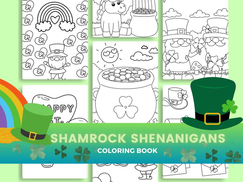 St. Patricks Day Kids Coloring Pages St. Patty's Day Kids Activities Lucky Kids Coloring Book St. Patricks Day Printables image 1