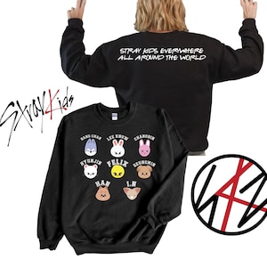 Cute Stray Kids Members Chibi Sweatshirt, Stray Kids Shirt, Stray Kids Group Shirts, Music Lover Sweatshirt