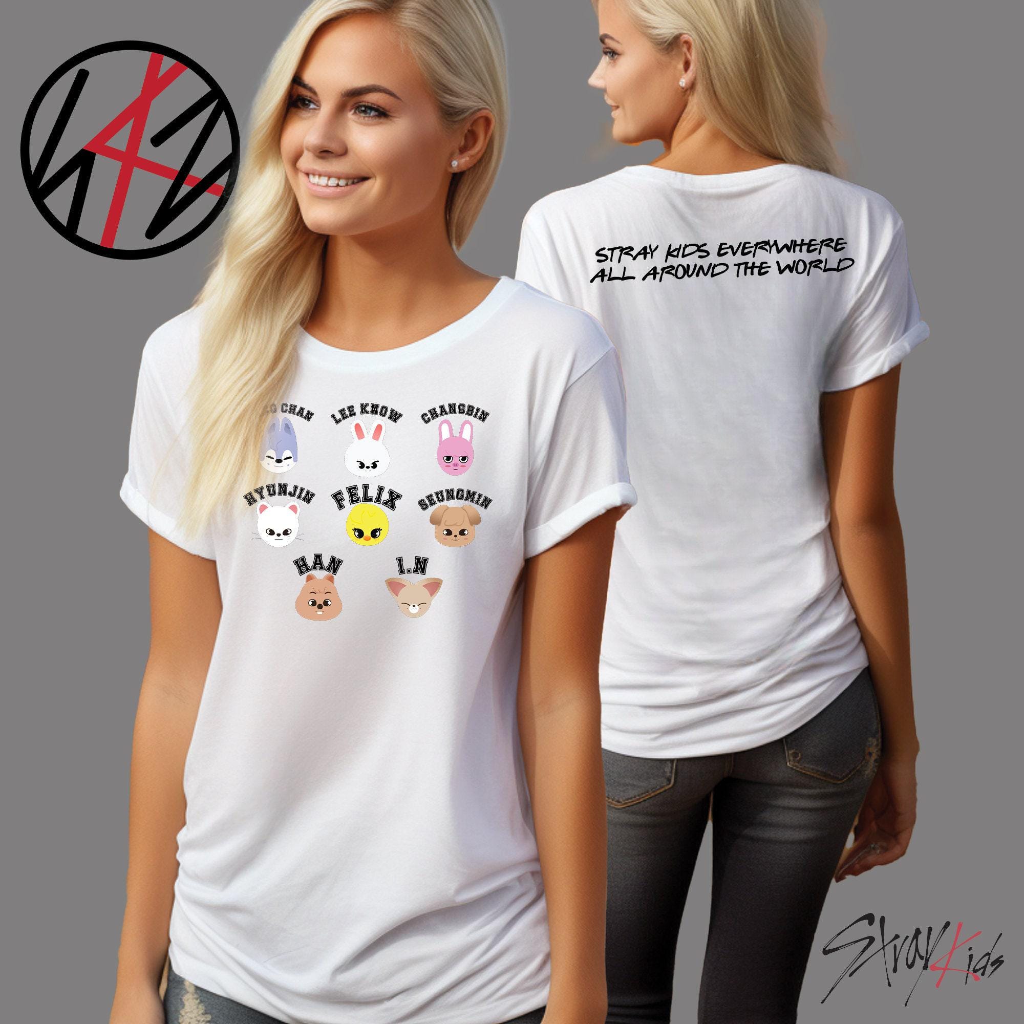 Cute Stray Kids Members Chibi T-shirt, Stray Kids Shirt, Stray Kids Group Shirts, Music Lover T-shirt