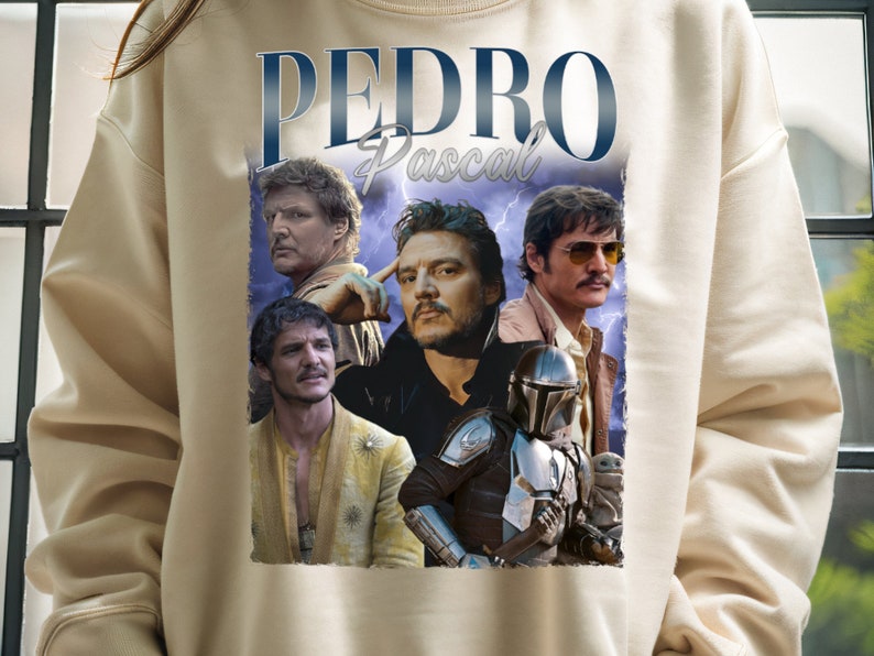 Pedro Pascal Hoodie - Women's Graphic Pullover Sweatshirt, Long Sleeve, Black