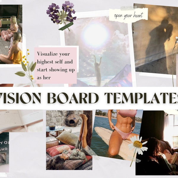 Vision Board Vorlagen | Digital oder physisch, als Desktop-Hintergrund speichern, in Canva bearbeiten, Manifestationstools, zeitlos (nach Wunsch aktualisieren)