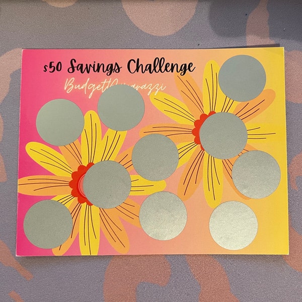 50 dollar Savings Challenge (2 sided) save 100 total Sunshine