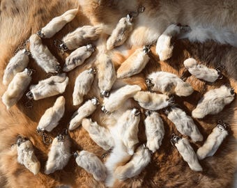 Lucky Rabbit Foot Keychain: Handmade Natural Fur Voodoo Charm