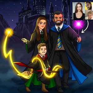 Wizard Character Style, Custom Couple Anime Portrait, Wizard School Portrait, Family Wizard Potrait from photoAnalyze listing