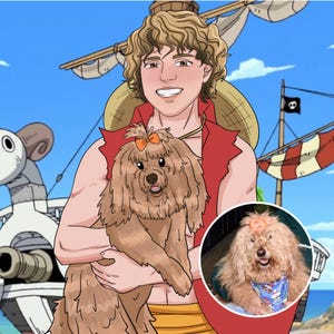 Retrato de mascota personalizado en estilo anime, recuerdo de mascota de anime personalizado, ilustración divertida de mascota, arte de mascota dibujado a mano, dibujo de mascota de anime kawaii