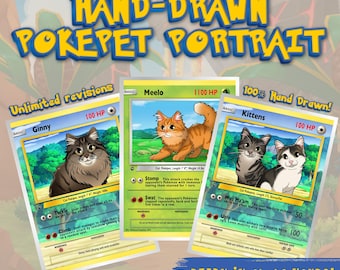 POKE Katze Haustier Poster | Digitales Tierportrait | Personalisiertes Haustier Sammlerstück | Lustige Comic Haustier Kunst | Geschenk für Tierliebhaber