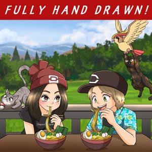 Personalized Anime Portrait | Custom Hand-Drawn Anime Style Art | Anime Gift for Her | Family Anime Drawing | Couple Anime Drawing